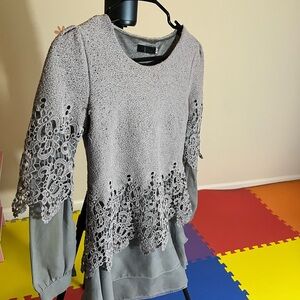 Gray embroidered blouse